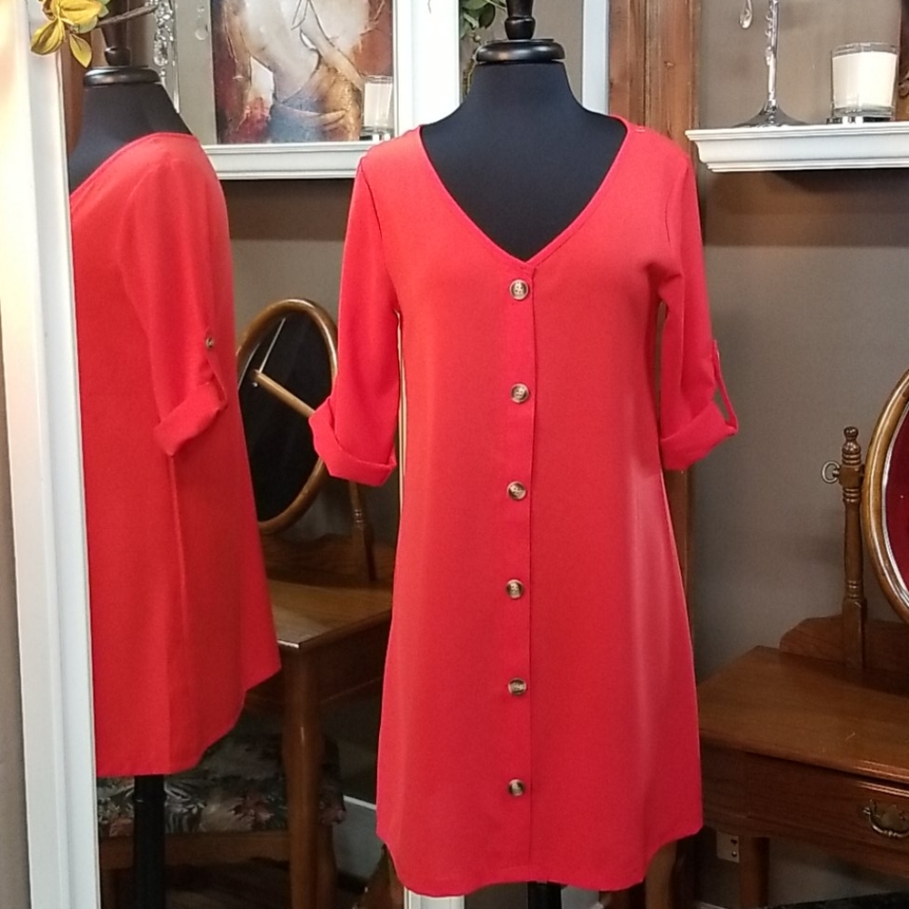 Red mini dress or long blouse